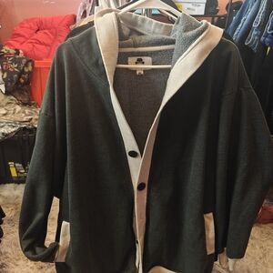 Green and Cream Hooded Cardigan